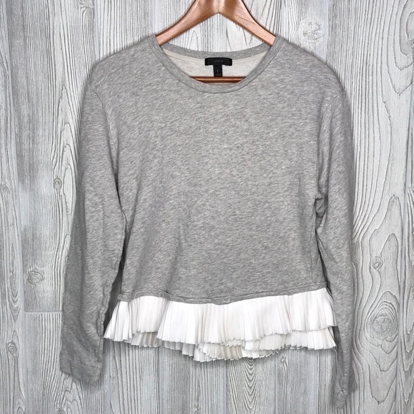 J. Crew Tops - J. Crew Ruffle Hem Gray Crew Sweatshirt